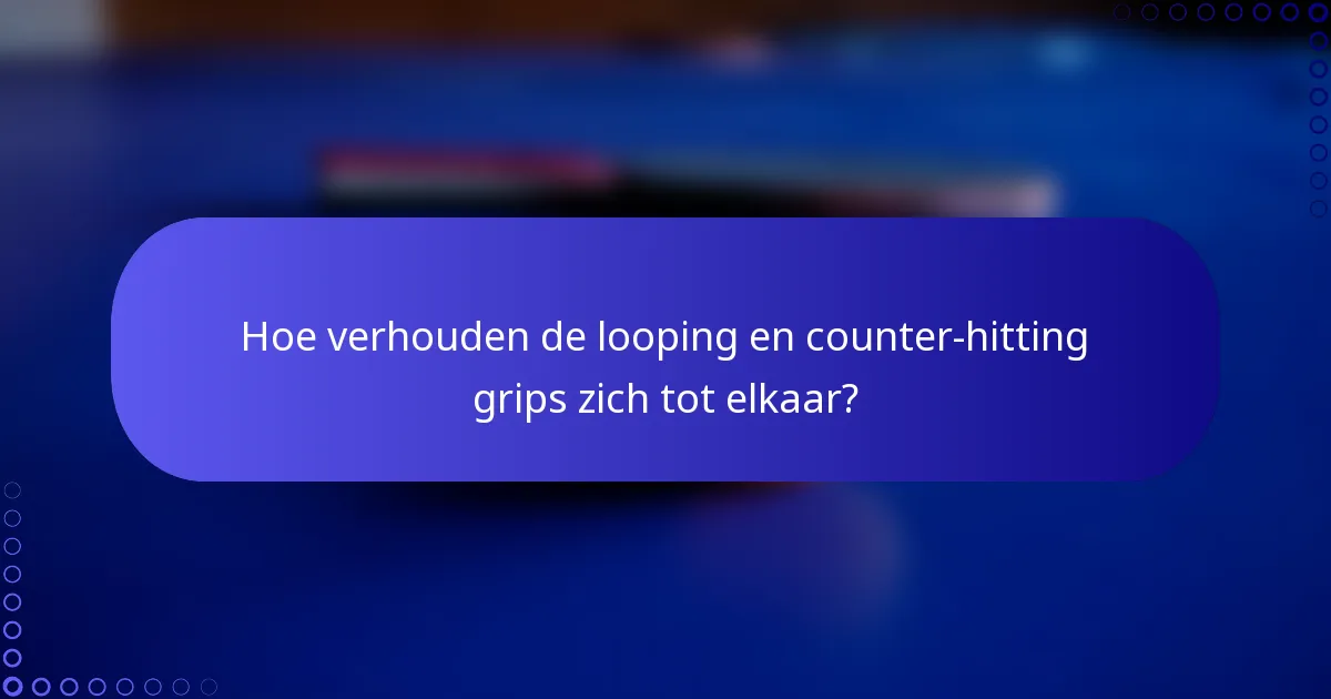 Hoe verhouden de looping en counter-hitting grips zich tot elkaar?